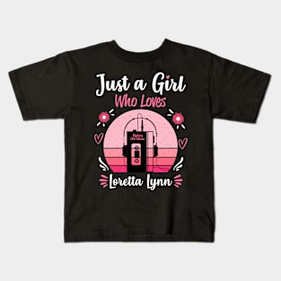 Just A Girl Who Loves Loretta Lynn Retro Vintage Kids T-Shirt